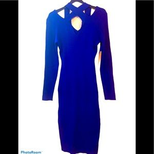 ALMOST FAMOUS- STRETCH KNIT WITH FRONT CROSS STRAPS DRESS